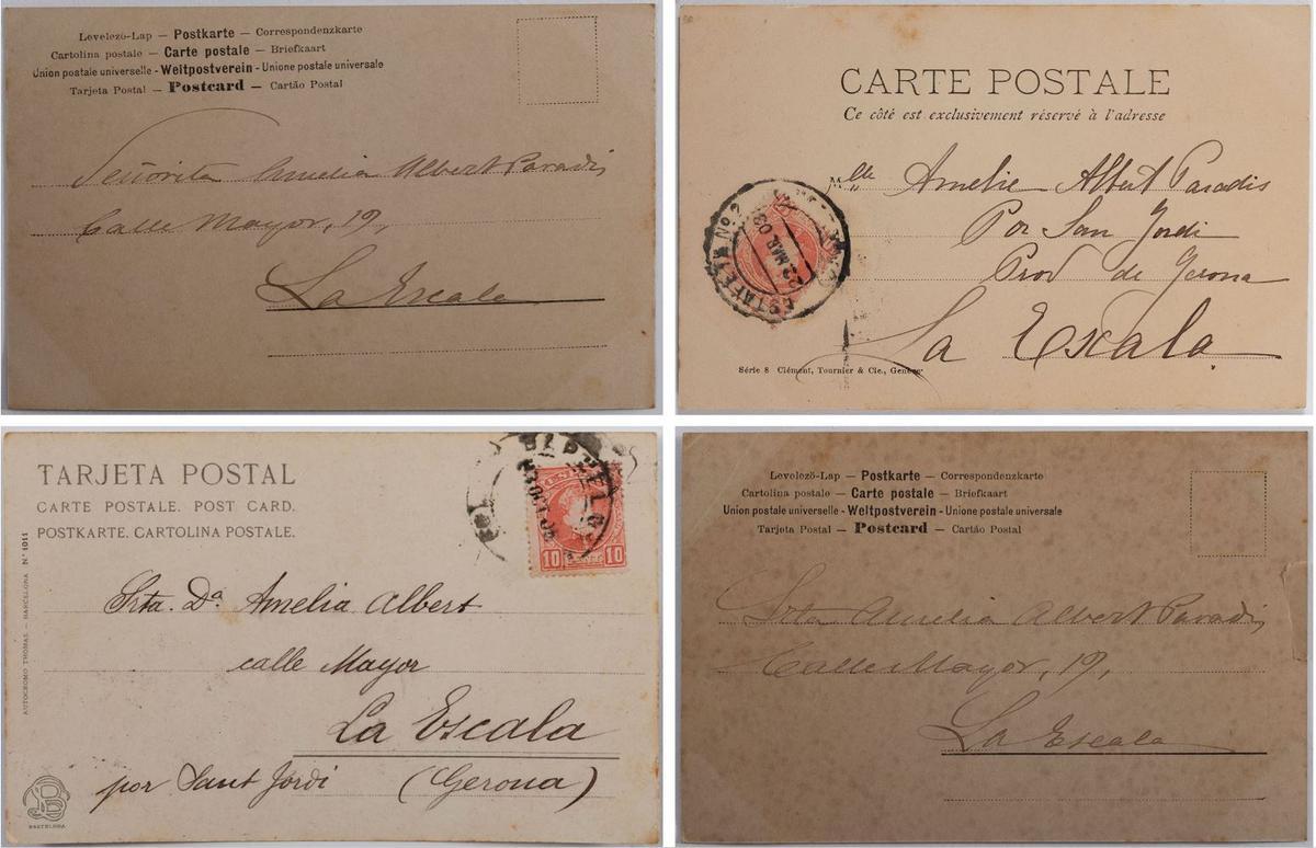 Algunes de les cartes postals enviades per Amèlia.