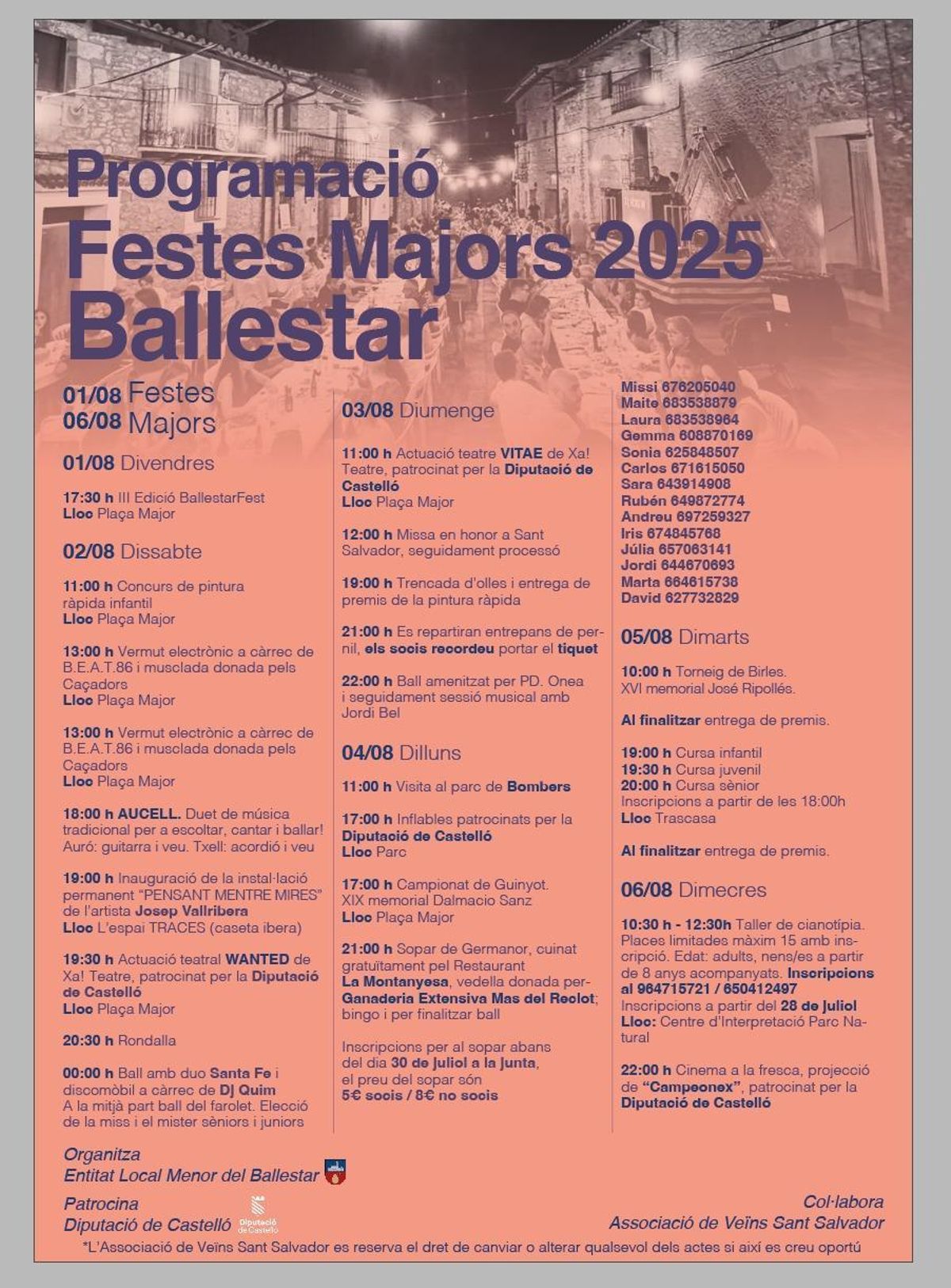 Imagen de la programación de las fiestas de Ballestar.