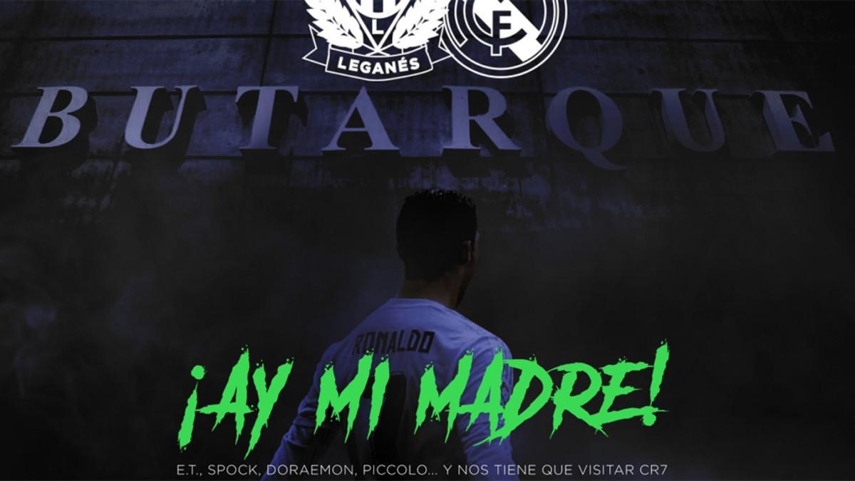 El cartel del Leganés en el que daba la 'bienvenida' a Cristiano Ronaldo