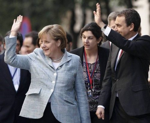 Zapatero con Merkel en Palma de Mallorca