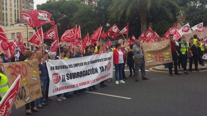 Trabajadores del transporte en su última movilización este curso, en octubre