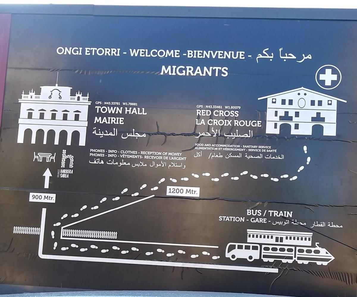 Mapa con infomación para orientar a los migrantes llegados a Irún.