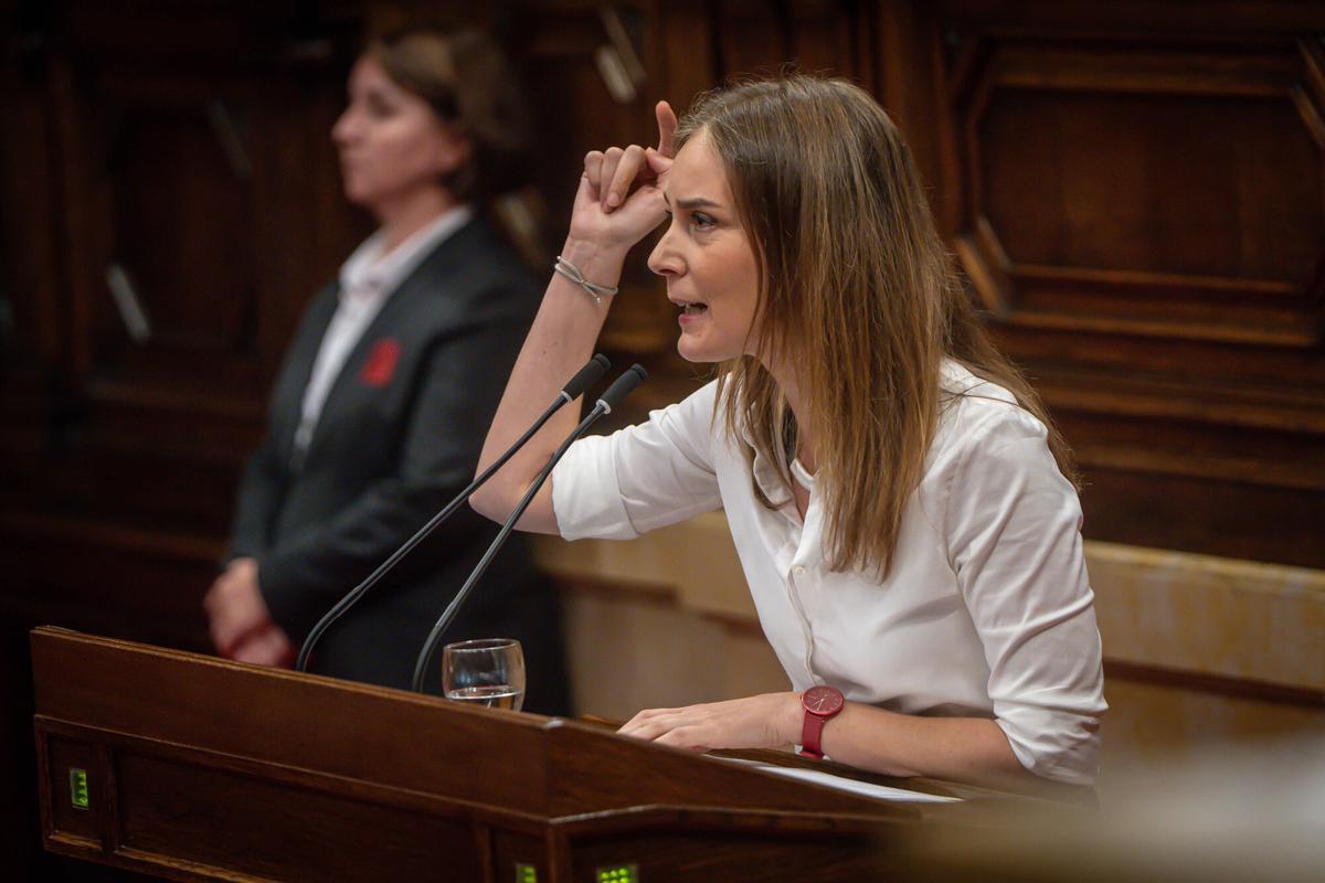 Barcelona, 01/10/2025 Política. Debate de política general en el Parlament. Intervenció dels grups parlamentaris i debat amb el presiden. FOTOS: Sra. Jéssica Albiach Satorres durante el debate de política general. AUTOR: MANU MITRU