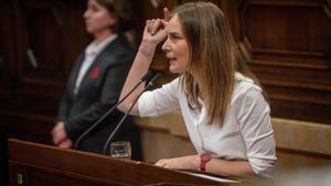 Barcelona, 01/10/2025 Política. Debate de política general en el Parlament. Intervenció dels grups parlamentaris i debat amb el presiden. FOTOS: Sra. Jéssica Albiach Satorres durante el debate de política general. AUTOR: MANU MITRU
