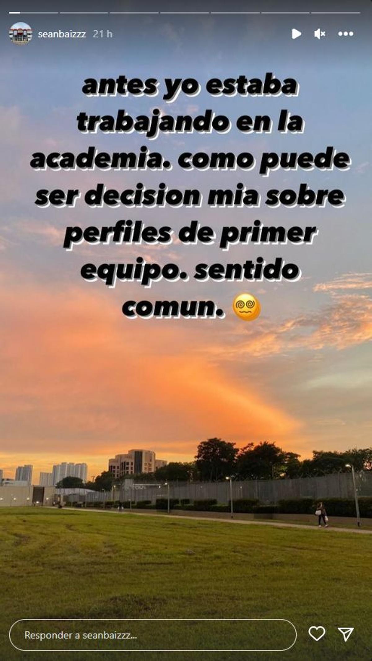 Historia de Instagram de Sean Bai