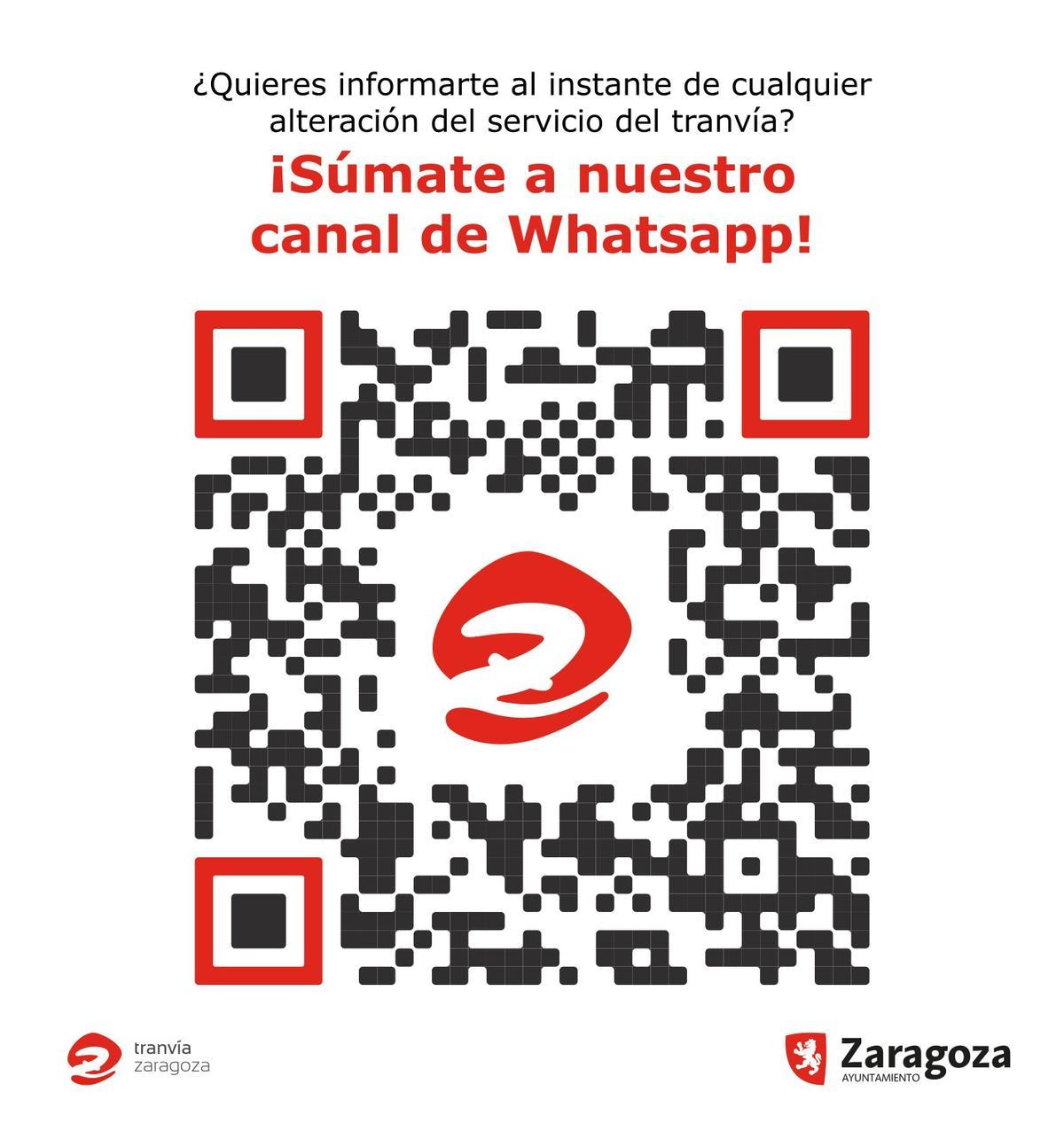 Código QR instalado en las paradas del tranvía para acceder al canal de Whatsapp para las notificaciones.