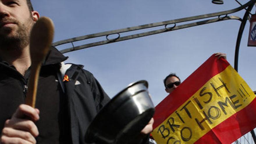 Trabajadores de Iberia, en una manifestación.