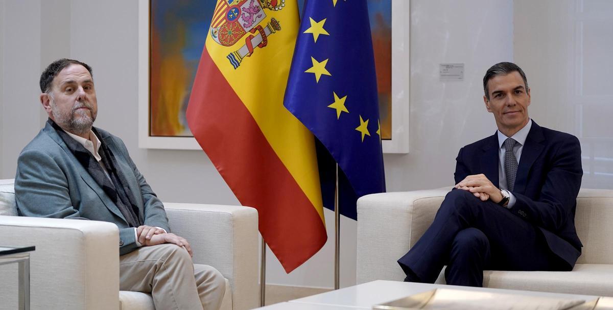 Pedro Sánchez y Oriol Junqueras, en Moncloa.