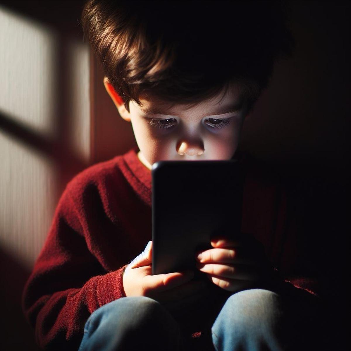 Un menor de edad mirando el móvil a escondidas de sus padres