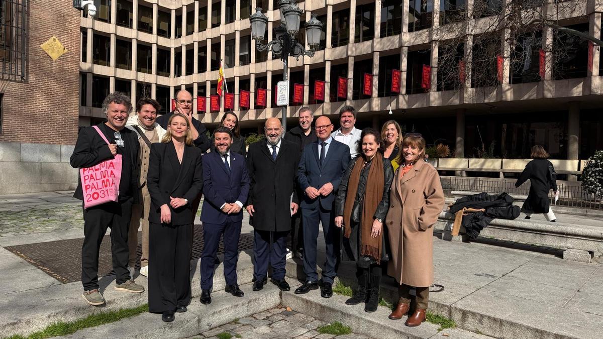 La delegación de Palma que se desplazó a Madrid el día que se defendió la candidatura de la ciudad.