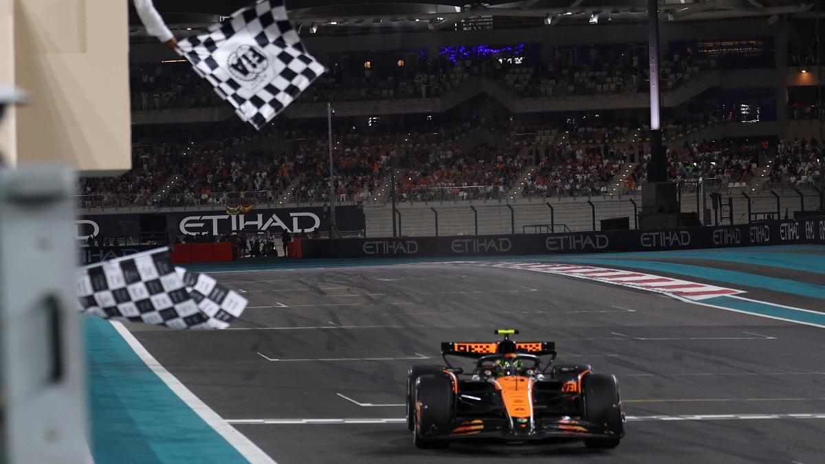 Lando Norris cruza la meta como vencedor en Abu Dhabi