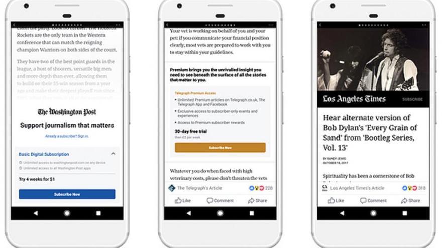 Facebook probará la suscripción de pago a artículos periodísticos