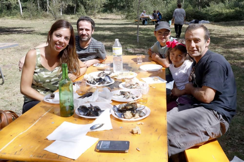 Churrasco, mejillones, sardinas y pulpo hasta empacharse en el parque forestal de Candeán.