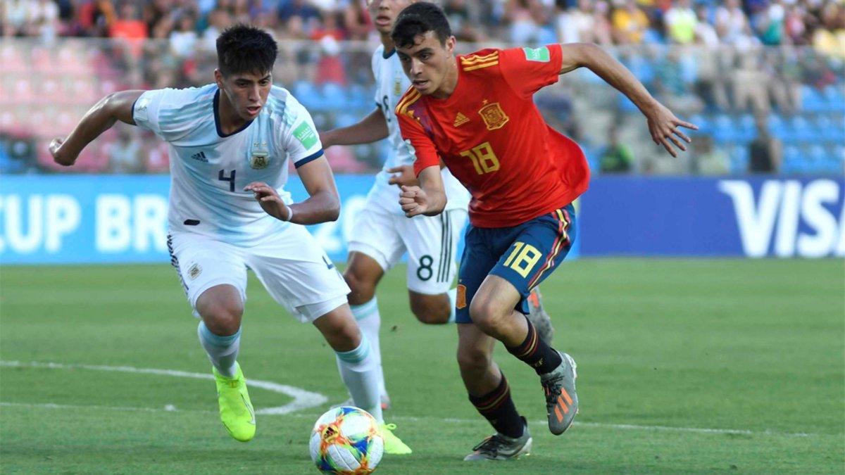 Pedri, en el debut de España en el Mundial sub 17