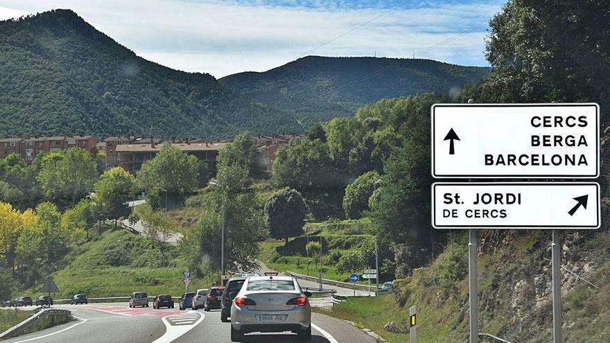 La carretera C-16 a l&#039;altura de Sant Jordi de Cercs, aquest setembre