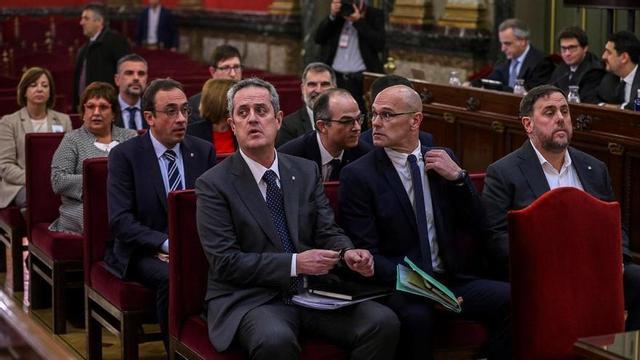 Imatge dels líders del procés durant el judici al Tribunal Suprem.