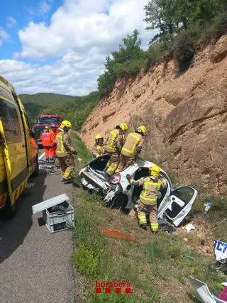 Un ferit greu evacuat en helicòpter després d'una sortida de via a Pinell de Solsonès