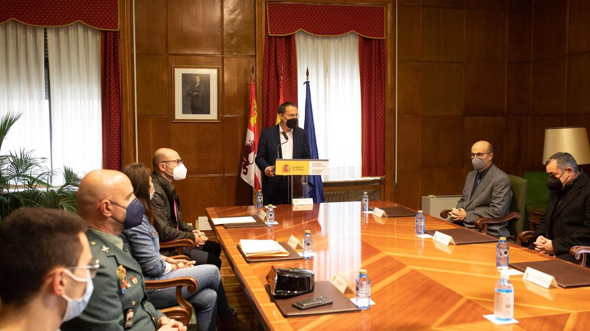 El subdelegado del Gobierno, Ángel Blanco, durante el acto de la DGT.