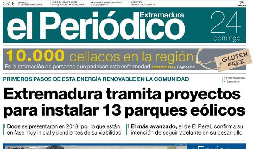 Esta es la portada de EL PERIÓDICO EXTREMADURA correspondiente al día 24 de febrero del 2019