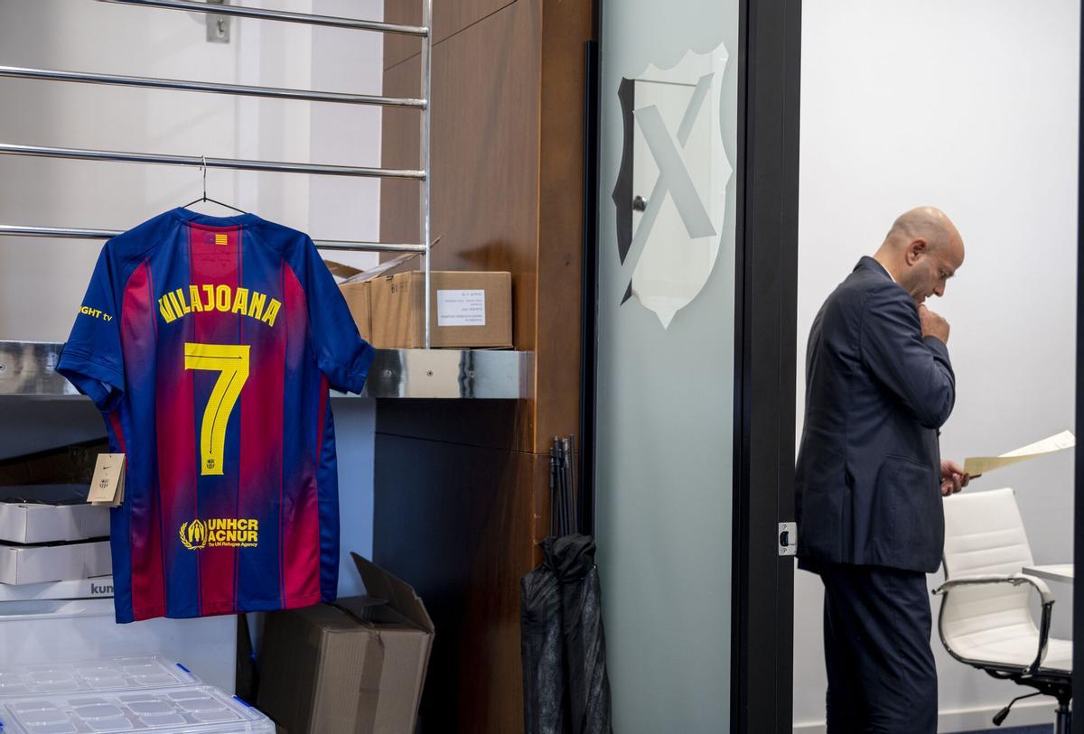 Xavier Vilajoana, fotografiado en su sede electoral, tras la entrevista con El Periódico.