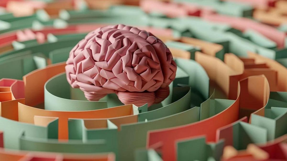 Ilustración de un cerebro y un laberinto generada por IA