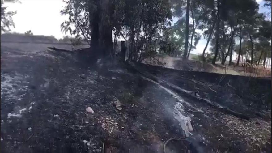 Un fuego vuelve a afectar a las laderas de la alcazaba de Badajoz