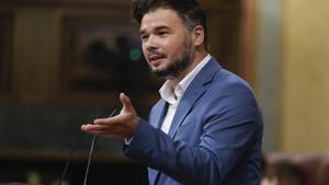  El portavoz de ERC, Gabriel Rufián, interviene este miércoles en el pleno del Congreso de los Diputados.