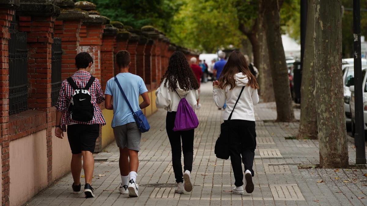 Alumnos por la zona de los institutos de Zamora.