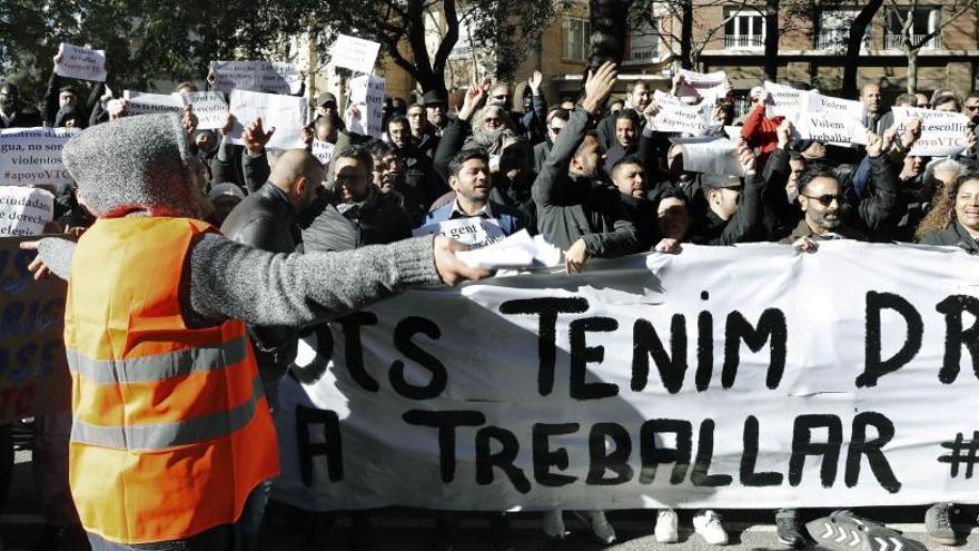 Conductores de VTC protestan en Barcelona.