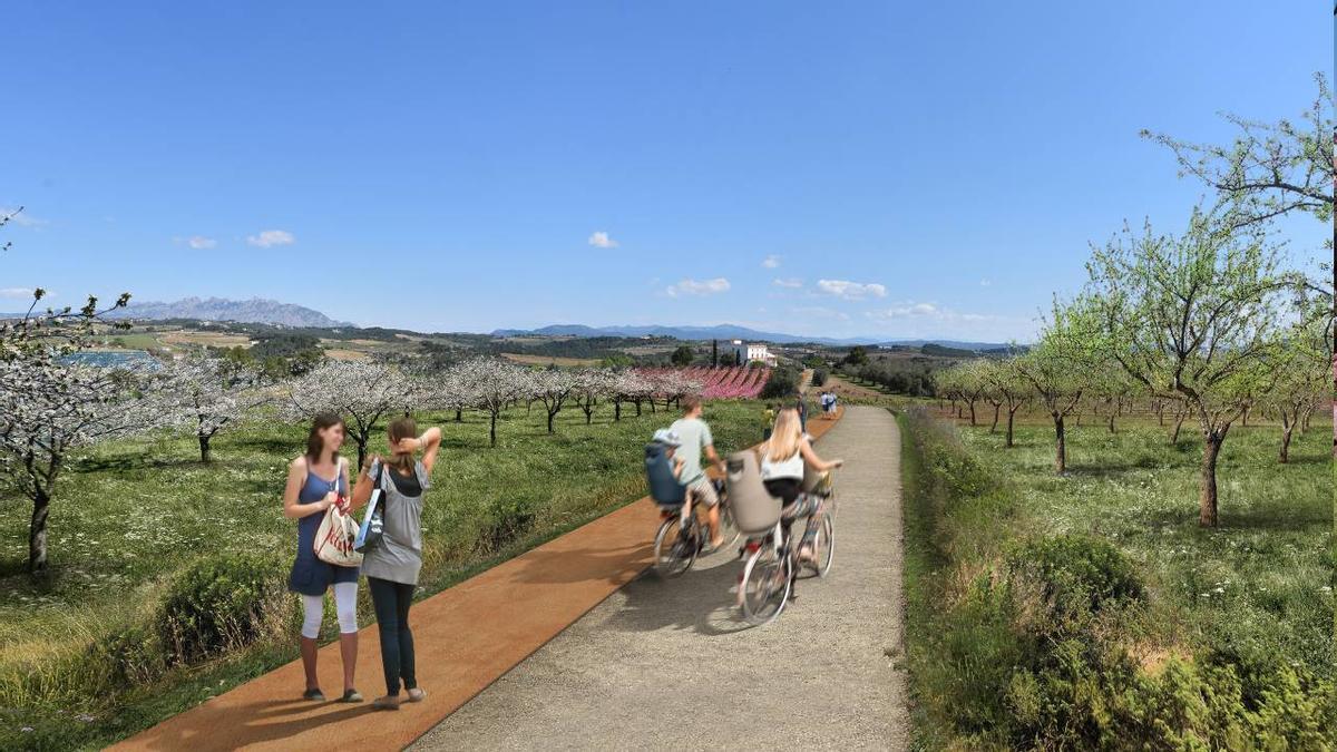 Imagen virtual del Agroparc que Ametller Origen construye entre Gelida y Sant Llorenç d'Hortons