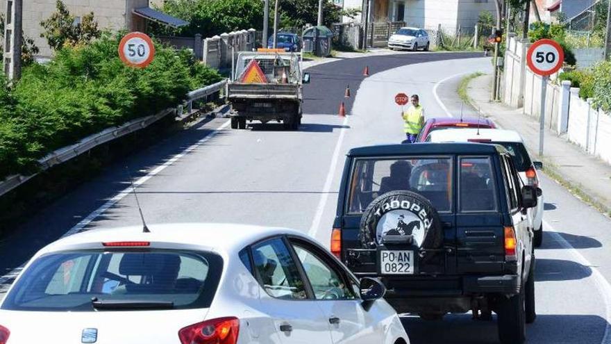 Ayer las obras estaban en la zona de Tirán, en el término municipal de Moaña.