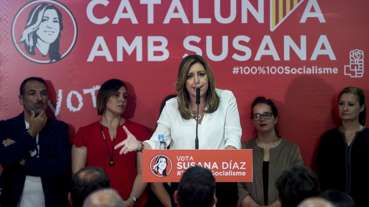 LA CANDIDATA A LA SECRETARÍA GENERAL DEL PSOE SUSANA DÍAZ HACE CAMPAÑA EN MATARÓ