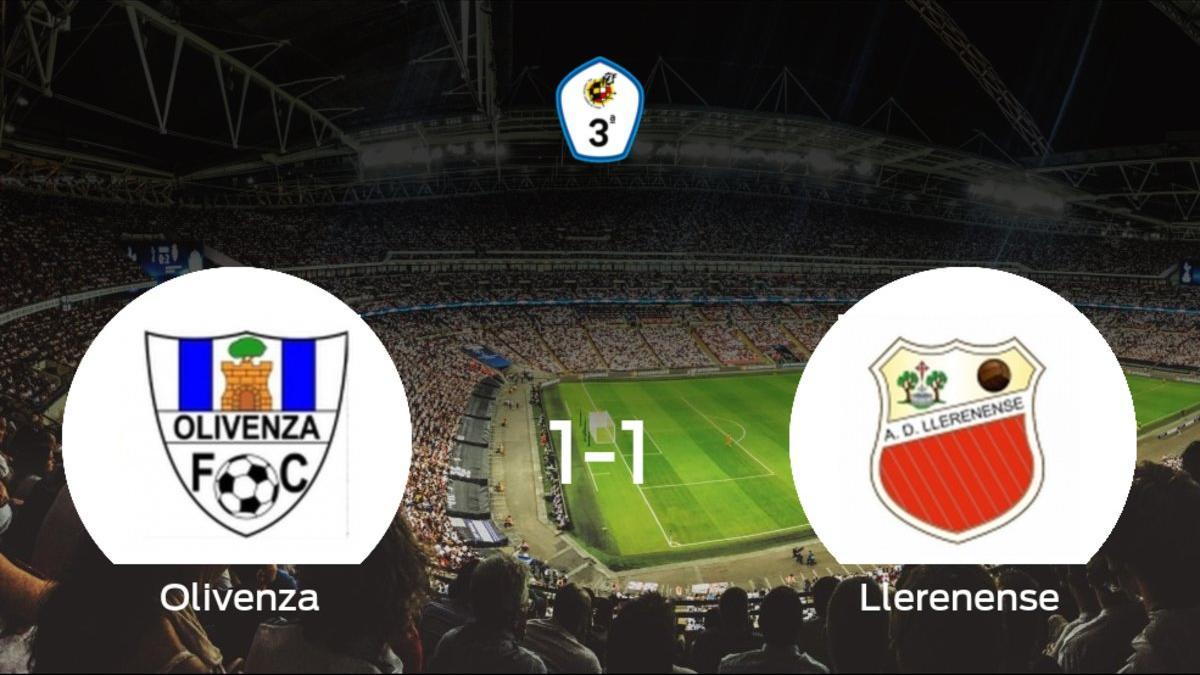 El Olivenza y el Llerenense firman tablas en el Ciudad Deportiva de Olivenza (1-1)