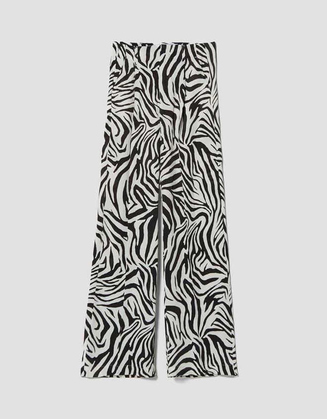Pantalón Wide Leg estampado cebra Bershka