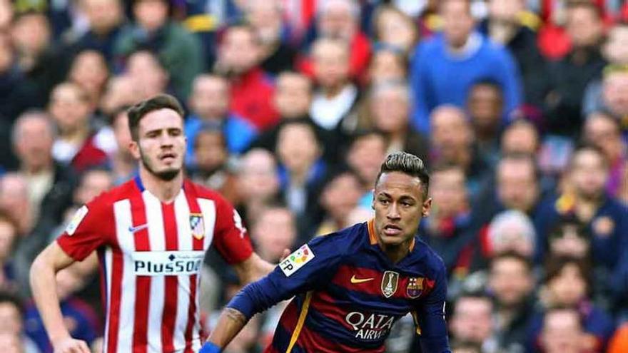 Neymar, en el partido con el Atlético. Foto Efe