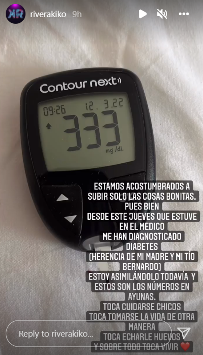 Test de glucosa para la diabetes de Kiko Rivera