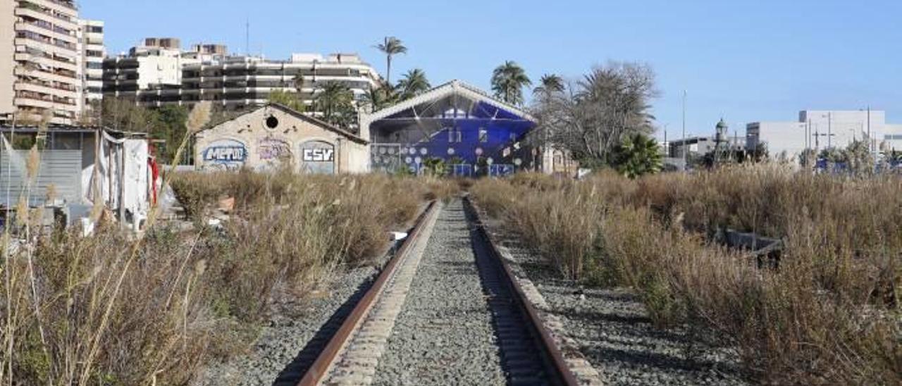 Terrenos que siguen siendo propiedad de Adif en la entrada sur de Alicante donde se proyecta el aparcamiento de trenes de mercancías.