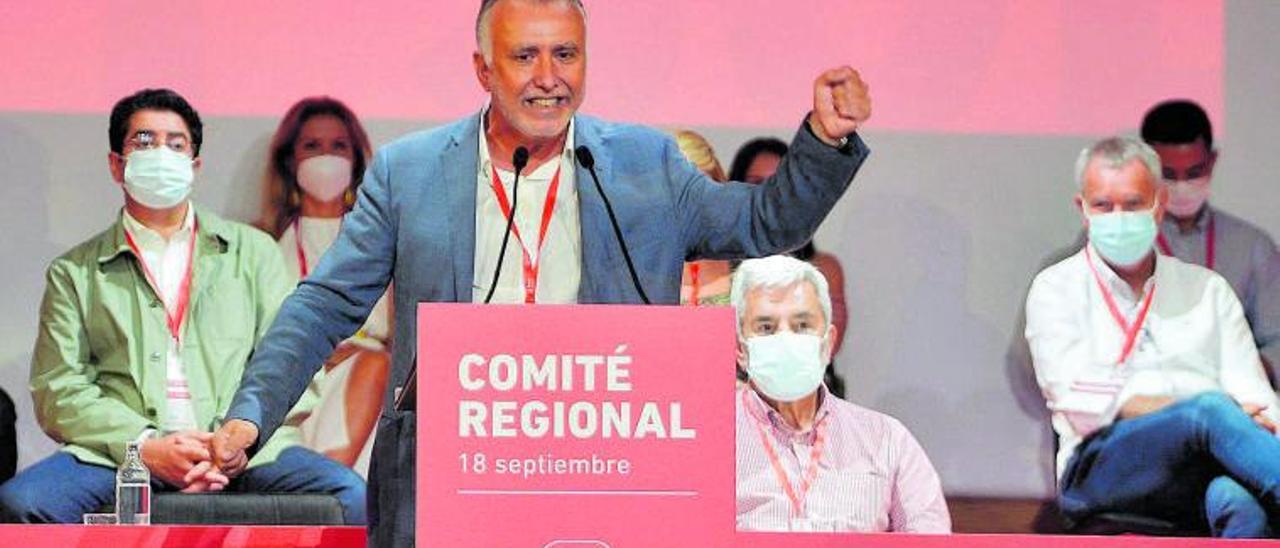 Ángel Víctor Torres, en el Comité Regional del PSOE, celebrado en septiembre en Infecar, en Las Palmas de Gran Canaria.