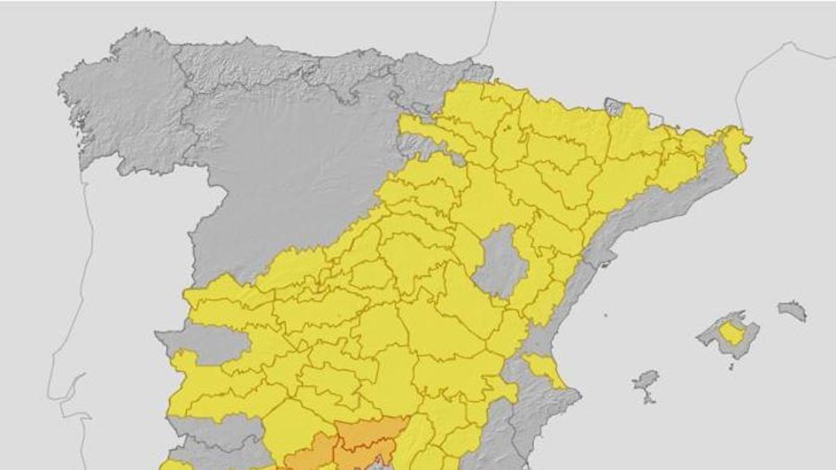 Mapa de avisos este viernes.