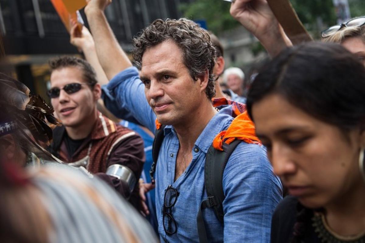 El actor Mark Ruffalo, en la marcha de Nueva York por el clima mundial.