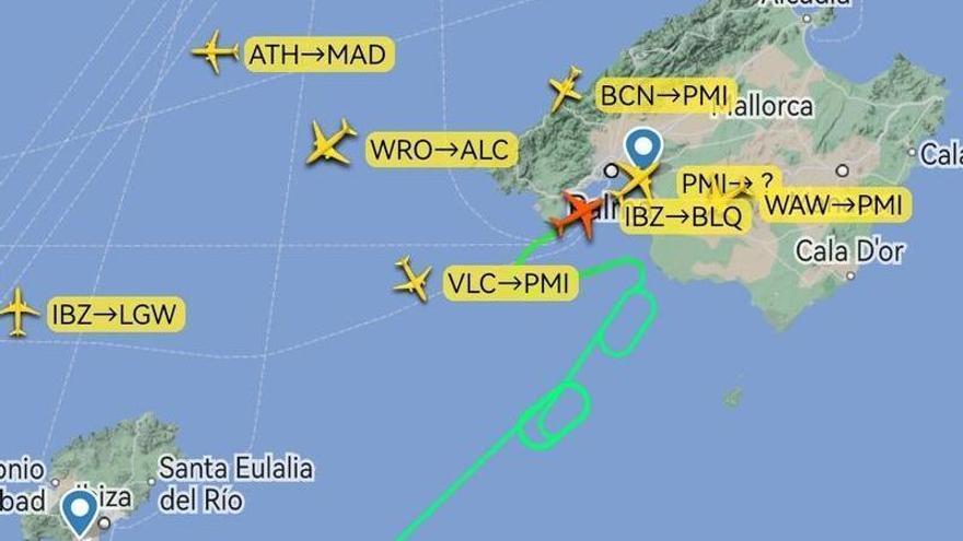 Recorrido del avión que tuvo que aterrizar en Palma