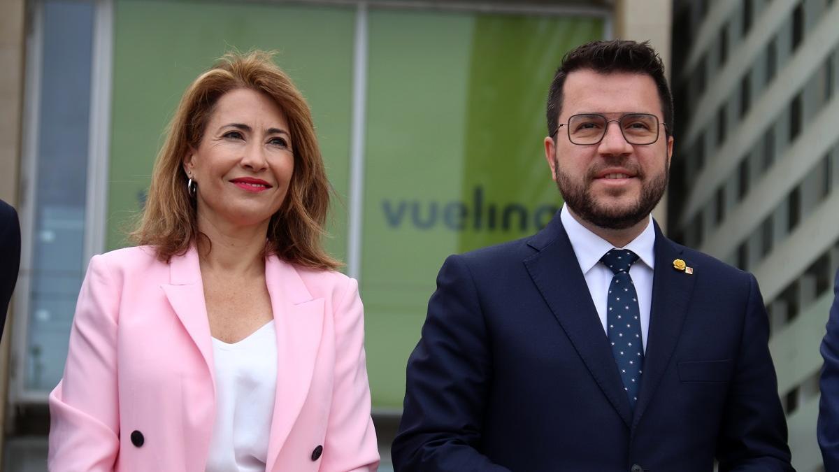 La ministra de Transportes, Raquel Sánchez, y el 'president' Pere Aragonès, en una foto de archivo