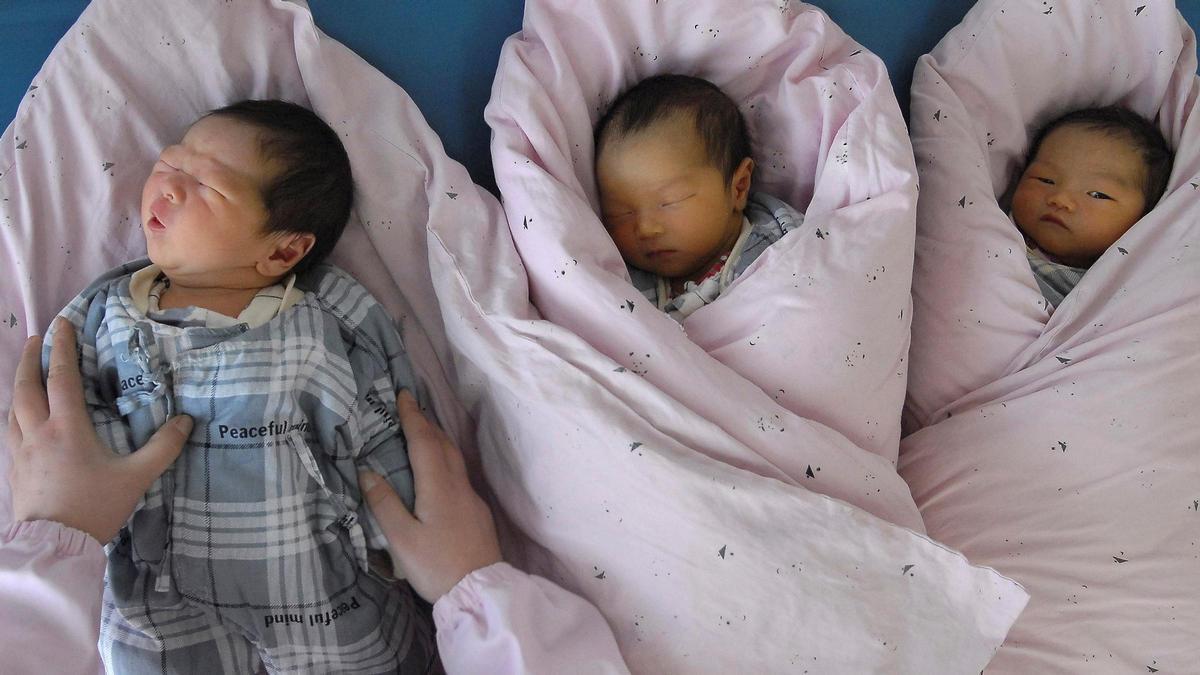 Bebés en una maternidad de un hospital.