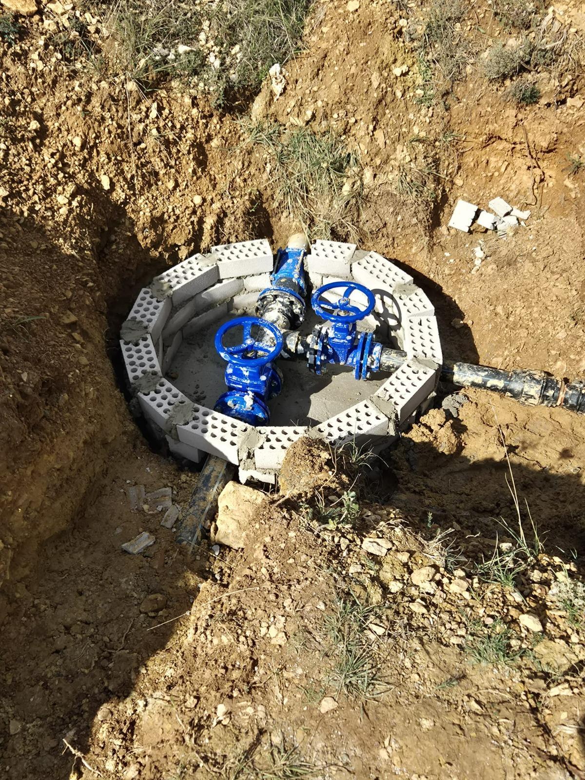 Zona de las obras y la nueva conducción del agua en La Iglesuela.