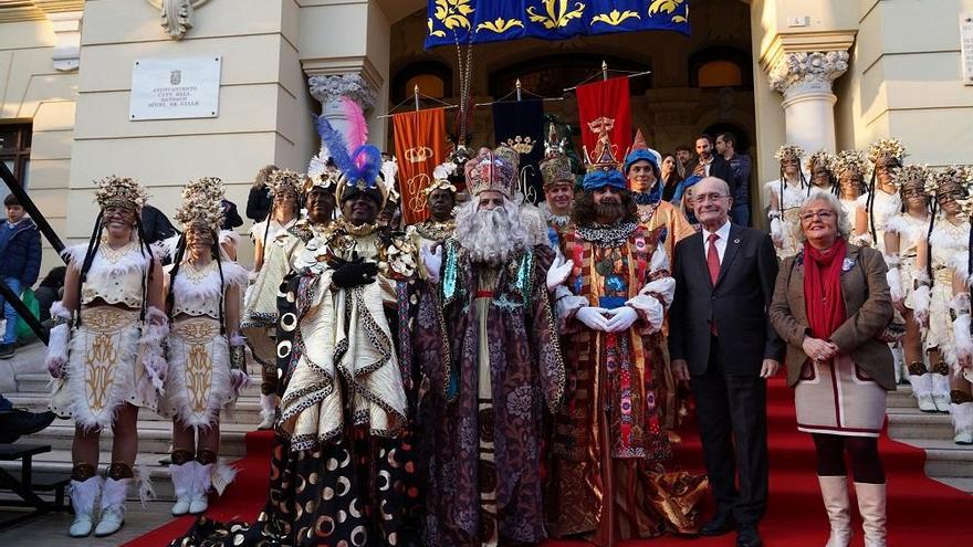 Los Reyes Magos en el Ayuntamiento de Málaga.