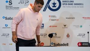 Carlos Alcaraz, en la rueda de prensa que ofreció a su llegada al Barcelona Open Banc Sabadell