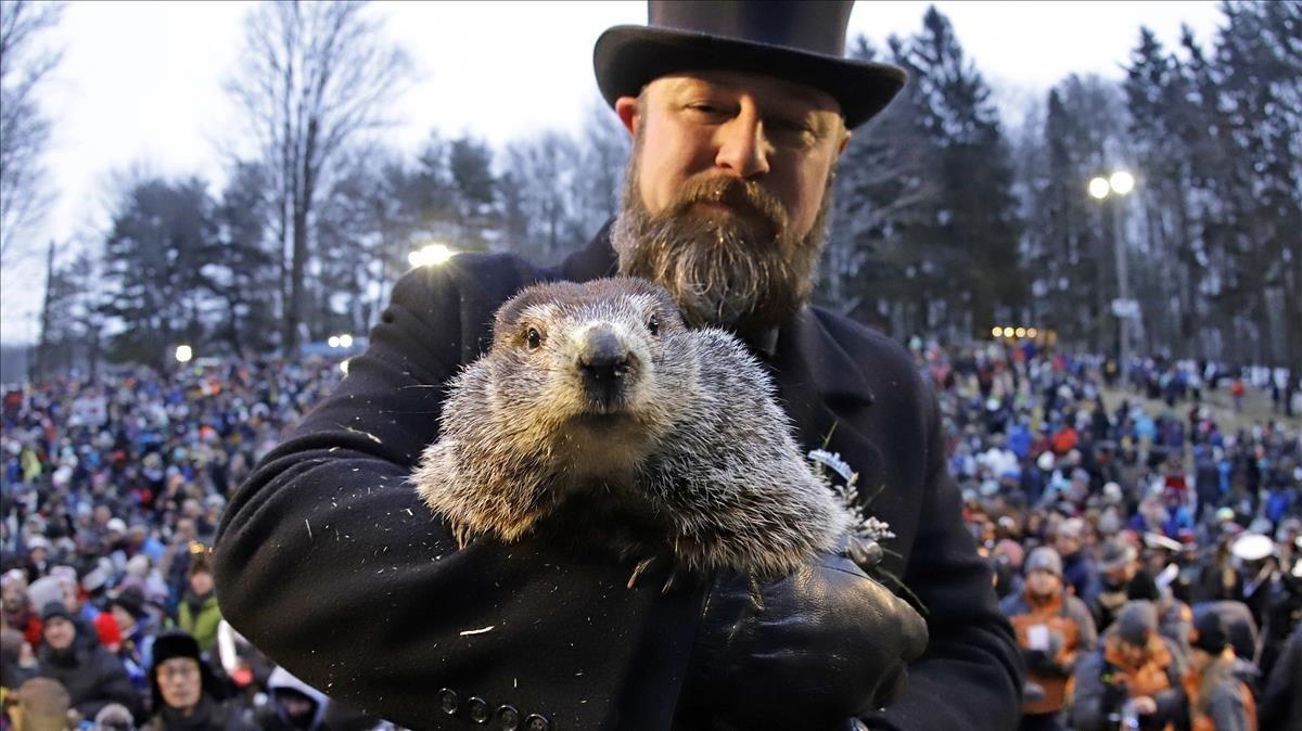 zentauroepp46800676 groundhog club co handler al dereume holds punxsutawney phil190202145342