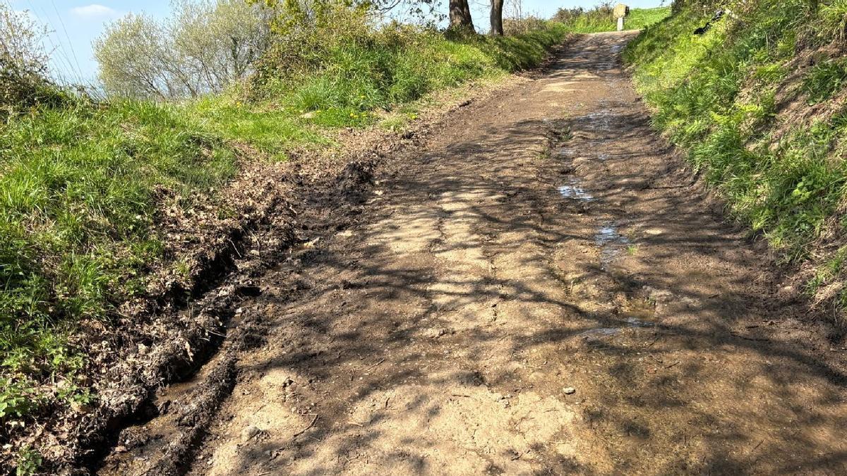 Estado actual de un tramo del Camino Primitivo en Oviedo.