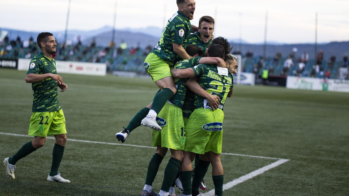 El Guijuelo celebra un gol esta temporada.