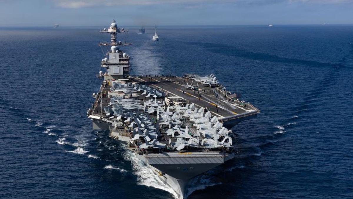 FotografÃa cedida el pasado 30 de octubre por la Marina de los Estados Unidos del portaviones USS Gerald R. Ford (CVN 78), el más grande del mundo navegando y que está camino al Caribe. EFE/Alyssa Joy/Marina de EEUU